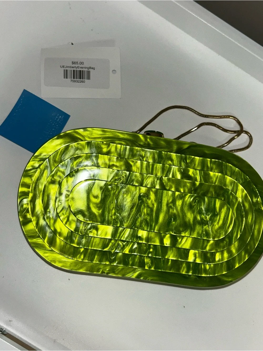 Urban Expressions Lime Green Oval Acrylic Crossbody Clutch